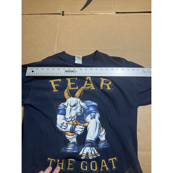 Fear The Goat Navy Graphic Blue Long Sleeve Tee, Size Large Gildan, Crew Neck - Picture 9 of 14